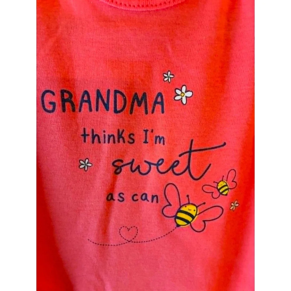 Carter's Bodysuit Set Baby Girl 18M Pink Coral NEW Little Sister Grandma Bee